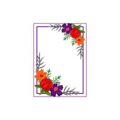 Vector frame Flowers Colors Blank Element Template Isolated