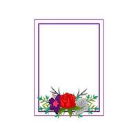 Vector frame Flowers Colors Blank Romantic Template Isolated