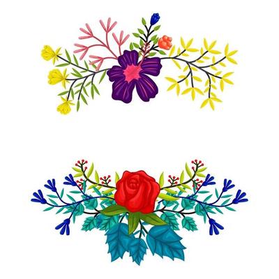 Vector frame Flowers Colors Blank Marriage Template Isolated