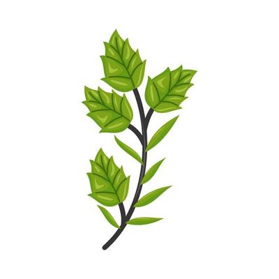 Hand drawn tree branches Green leaves Vector