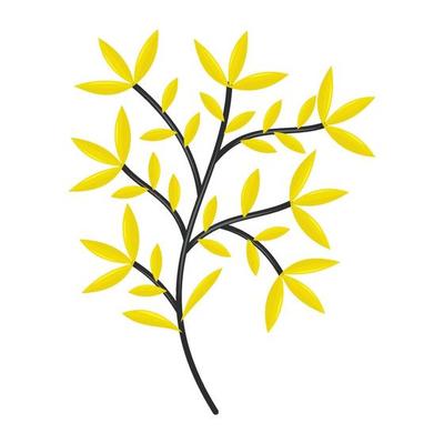 Hand drawn tree branches Yellow leaves Vector