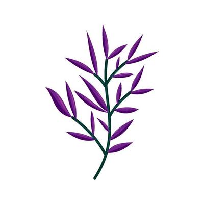 Drawn tree branches Purple leaves Vector Illustration