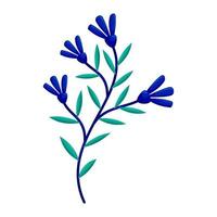 drawn tree branches Blue green leaves Vector Illustration