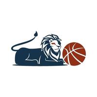 Ilustración de símbolo de diseño de baloncesto de león aislado vector