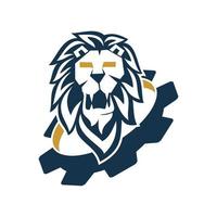 Lion Head Gear Design Symbol Template Isolated vector