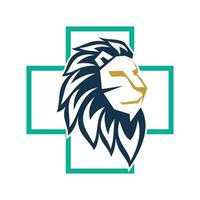 Lion Head Cross Health Design Symbol Template Isolated vector