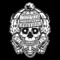 calavera con dinero handrawing en blanco y negro vector