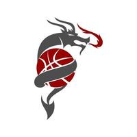 Dragon Basketball Design Mascot Template Vector Isolated