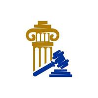 Law Justice Firm Gavel Pillar Design Vector icon template Isolated