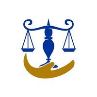 Ley de justicia firma icono de vector de diseño de equilibrio de mano aislado