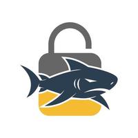 Shark Lock design vector isolated illustration template