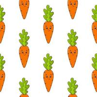 Color seamless pattern carrot. Cartoon style. Bright design. For walpaper, poster, banner. Hand drawn. Vector illustration isolated on white background.