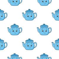 Color seamless pattern teapot. Cartoon style. Bright design. For walpaper, poster, banner. Hand drawn. Vector illustration isolated on white background.