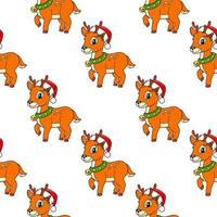 Color seamless pattern deer. Cartoon style. Bright design. For walpaper, poster, banner. Hand drawn. Vector illustration isolated on white background.