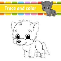 Dot to dot game wolf. Draw a line. For kids. Activity worksheet. Coloring book. With answer. Cartoon character. Vector illustration.