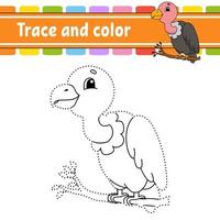 Dot to dot game vulture. Draw a line. For kids. Activity worksheet. Coloring book. With answer. Cartoon character. Vector illustration.