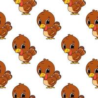 Color seamless pattern turkey. Cartoon style. Bright design. For walpaper, poster, banner. Hand drawn. Vector illustration isolated on white background.