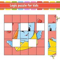 Logic puzzle for kids envelope. Education developing worksheet. Learning game for children. Activity page. Simple flat isolated vector illustration in cute cartoon style.