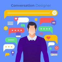 Designing conversation for chatbot technology vector