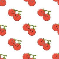 Colored seamless pattern tomato. Cartoon style. Hand drawn. Vector illustration isolated on white background. For walpaper, poster, banner.