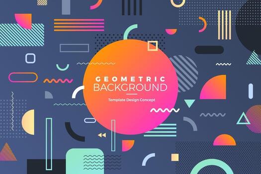 Geometric background with bright colors and dynamic shape compositions vector