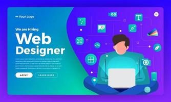 Landing page for web designer hiring announcement vector