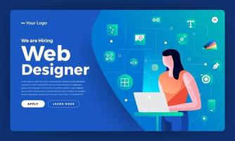 Landing page for web designer hiring announcement vector