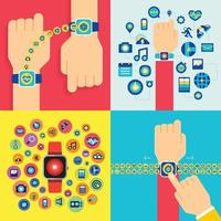 Smart watch with various app icons vector