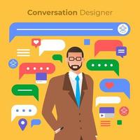 Designing conversation for chatbot technology vector
