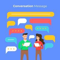 People chatting online with chat box bubbles vector