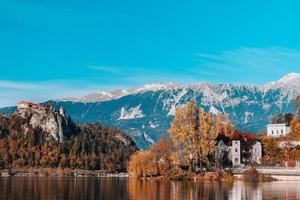 Lake Bled in the Alpine mountains photo
