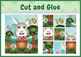 Children board game cut and glue themed easter with a cute rabbit in the bucket egg vector