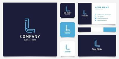 Simple and Minimalist Line Art Letter L Logo with Business Card Template vector