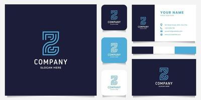Logotipo de letra z de arte de línea simple y minimalista con plantilla de tarjeta de visita vector
