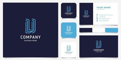Simple and Minimalist Line Art Letter U Logo with Business Card Template vector