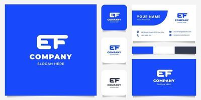 Simple and Minimalist Bold Line Letter EF Logo with Business Card Template vector