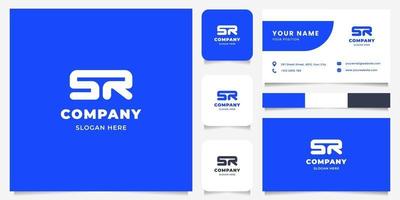 Simple and Minimalist Bold Line Letter SR Logo with Business Card Template vector