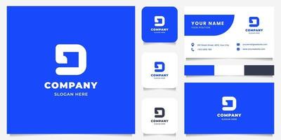 Simple and Minimalist Bold Line Letter D Logo with Business Card Template vector