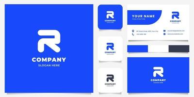 Simple and Minimalist Bold Line Letter R Logo with Business Card Template vector