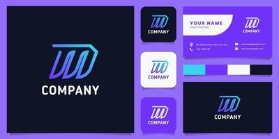 Colorful and Gradient Line Letter M Logo with Business Card Template vector