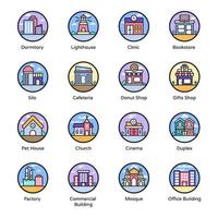 iconos de edificios modernos vector