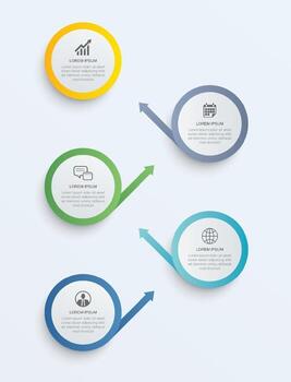 5 circle step infographic with abstract timeline template. Presentation step business modern background. vector