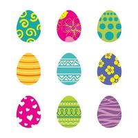 Set of easter eggs isolated in white background. Vector modern new design with different colors and patterns.