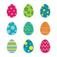 Set of easter eggs isolated in white background. Vector modern new design with different colors and patterns.