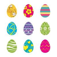 Set of easter eggs isolated in white background. Vector modern new design with different colors and patterns.