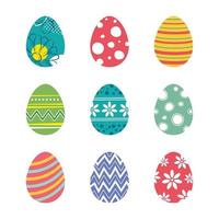 Set of easter eggs isolated in white background. Vector modern new design with different colors and patterns.