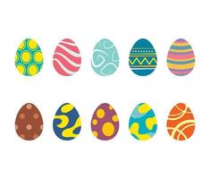 Set of easter eggs isolated in white background. Vector modern new design with different colors and patterns.