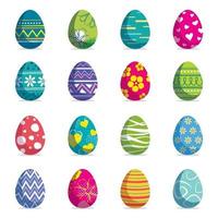 Set of easter eggs isolated background. Vector modern new design with different colors and patterns.