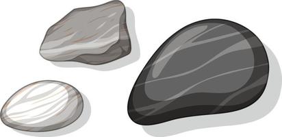 Conjunto de diferentes piedras aislado sobre fondo blanco. vector