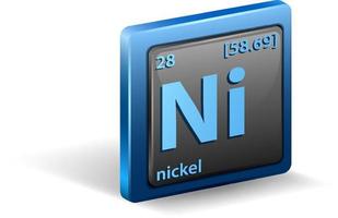 Nickel chemical element. Chemical symbol with atomic number and atomic mass. vector